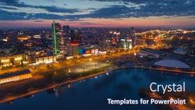  Presentation with night - Presentation theme consisting of aerial-photo-of-minsk-belarus background and a navy blue colored foreground