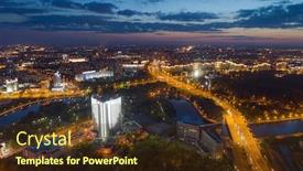  Presentation with night - Presentation design with aerial-photo-of-minsk-belarus background and a tawny brown colored foreground