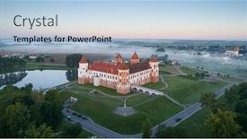  Presentation with aerial - Slides with aerial-photo-of-mir-castle and a light blue colored foreground