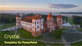  Presentation with castle - Slide set featuring aerial-photo-of-mir-castle background and a tawny brown colored foreground