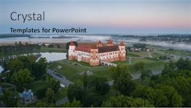 Presentation with aerial - PPT theme enhanced with aerial-photo-of-mir-castle and a light blue colored foreground