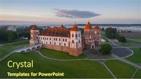  Presentation with castle - Presentation theme with aerial-photo-of-mir-castle and a tawny brown colored foreground