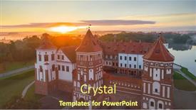  Presentation with aerial - PPT theme with aerial-photo-of-mir-castle and a tawny brown colored foreground