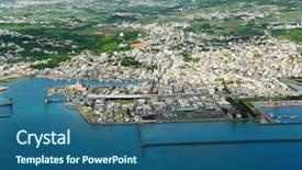  Presentation with japan - PPT layouts consisting of aerial photo of okinawa japan background and a ocean colored foreground