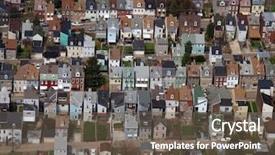  Presentation with neighborhood - Amazing slides having aerial photo of rust belt backdrop and a gray colored foreground