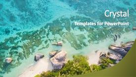  Presentation with tropical - Audience pleasing PPT layouts consisting of aerial photo of seychelles tropical backdrop and a teal colored foreground