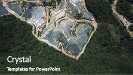  Presentation with solar energy - Colorful PPT theme enhanced with aerial photo of solar panel backdrop and a tawny brown colored foreground