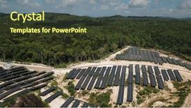  Presentation with solar energy - PPT layouts having aerial photo of solar panel background and a tawny brown colored foreground