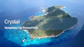  Presentation with island - Presentation design enhanced with aerial photo tropical island background and a teal colored foreground
