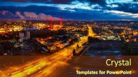  Presentation with area - PPT theme consisting of aerial-scenery-of-harbor-area background and a tawny brown colored foreground