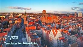  Presentation with scenery - Audience pleasing PPT layouts consisting of aerial-scenery-of-the-old backdrop and a ocean colored foreground