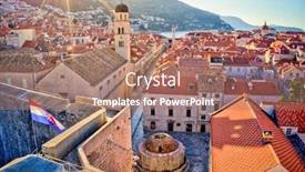  Presentation with dubrovnik - Cool new presentation design with aerial-shoot-of-dubrovnik-old backdrop and a coral colored foreground