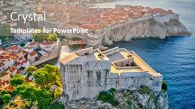  Presentation with dubrovnik - Colorful presentation design enhanced with aerial-shoot-of-dubrovnik-old backdrop and a coral colored foreground