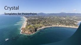  Presentation with aerial - Colorful presentation design enhanced with aerial shoreline view of point backdrop and a light blue colored foreground