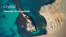  Presentation with turquoise beach - Presentation theme featuring aerial-shot-of-beautiful-rock background and a ocean colored foreground