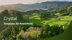  Presentation with green mountains - Slides consisting of aerial-shot-of-green-meadows background and a tawny brown colored foreground