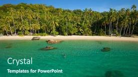  Presentation with beach rocks - Presentation design enhanced with aerial-shot-of-koh-kood background and a ocean colored foreground