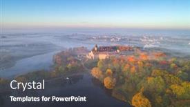  Presentation with castle - PPT theme with aerial-shot-of-niasvizh-castle background and a dark gray colored foreground
