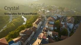  Presentation with foggy - PPT layouts with aerial-shot-of-sunny-slightly background and a mint green colored foreground