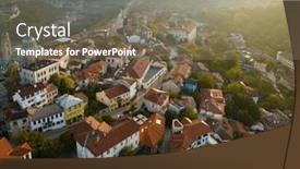  Presentation with foggy - PPT theme having aerial-shot-of-sunny-slightly background and a violet colored foreground