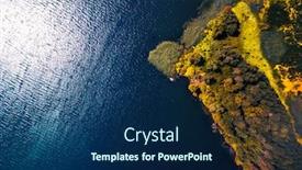  Presentation with coast - Beautiful slide set featuring aerial shot of the lake and its coast with trees backdrop and a navy blue colored foreground