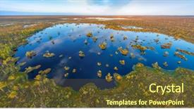  Presentation with swamp - Presentation theme having aerial shot of yelnya swamp background and a tawny brown colored foreground