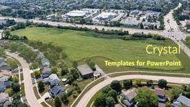  Presentation with retail shopping center - Presentation having aerial-showing-a-parcel background and a tawny brown colored foreground