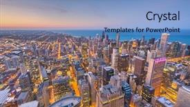  Presentation with skyline - Slides with aerial skyline towards lake michigan background and a light blue colored foreground