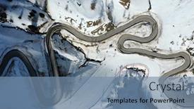  Presentation with snow mountain - Theme having aerial-snow-covered-mountain-peaks background and a seafoam green colored foreground