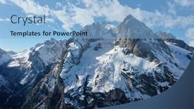  Presentation with snow mountain - Slide deck having aerial-snow-covered-mountain-peaks background and a light blue colored foreground