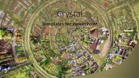  Presentation with world - Slide deck featuring aerial-tiny-world-distortion-above background and a coral colored foreground