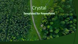  Presentation with forest road green - PPT layouts enhanced with aerial-top-down-view background and a tawny brown colored foreground