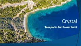  Presentation with paradise island - PPT theme featuring aerial-top-down-view background and a ocean colored foreground