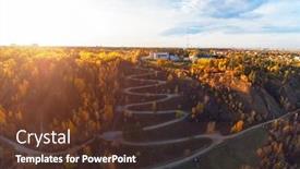  Presentation with russia city - Presentation theme consisting of aerial top vew of winding road in the city drone shot barnaul siberia russia beauty autumn day background and a tawny brown colored foreground