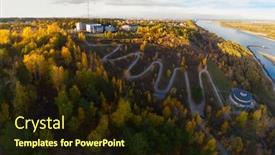  Presentation with siberia - Presentation design consisting of aerial top vew of winding road in the city drone shot barnaul siberia russia beauty autumn day background and a wine colored foreground