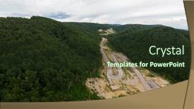  Presentation with siberia - Audience pleasing presentation theme consisting of aerial-top-vew-of-winding backdrop and a tawny brown colored foreground