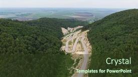  Presentation with siberia - Presentation theme featuring aerial-top-vew-of-winding background and a tawny brown colored foreground