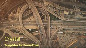  Presentation with busy street - Colorful theme enhanced with aerial-top-view-city-highway backdrop and a tawny brown colored foreground