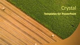  Presentation with agriculture field - Beautiful presentation theme featuring aerial-top-view-of-agriculture backdrop and a tawny brown colored foreground