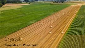  Presentation with agriculture field - PPT theme having aerial-top-view-of-agriculture background and a gold colored foreground