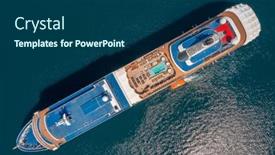  Presentation with cruise ship - PPT theme enhanced with aerial-top-view-of-anchored background and a ocean colored foreground