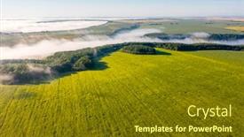  Presentation with green beauty - PPT theme consisting of aerial-top-view-of-green background and a tawny brown colored foreground