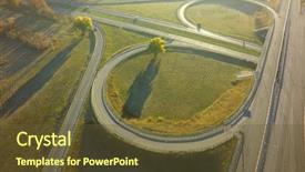  Presentation with intersection - Amazing PPT layouts having aerial top view of highway backdrop and a tawny brown colored foreground