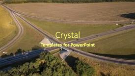  Presentation with intersection - PPT theme consisting of aerial top view of highway intersection junction summer morning with car background and a tawny brown colored foreground
