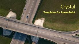  Presentation with intersection - Cool new PPT theme with aerial top view of highway intersection junction summer morning backdrop and a tawny brown colored foreground