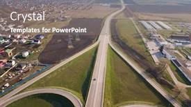  Presentation with intersection - Audience pleasing presentation design consisting of aerial-top-view-of-highway backdrop and a gray colored foreground