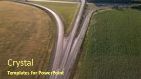  Presentation with intersection - Amazing slide deck having aerial-top-view-of-highway backdrop and a tawny brown colored foreground