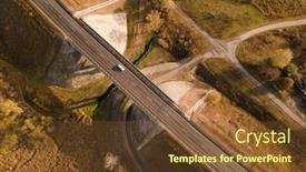  Presentation with intersection - PPT theme featuring aerial-top-view-of-highway background and a tawny brown colored foreground
