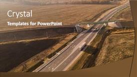  Presentation with intersection - Cool new PPT layouts with aerial-top-view-of-highway backdrop and a coral colored foreground