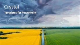  Presentation with artistic - Slides having aerial-top-view-of-rural background and a ocean colored foreground